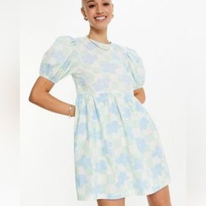 blue and green babydoll dress, ASOS, size 14